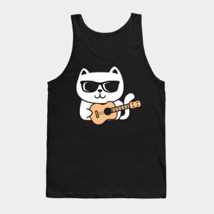 Cool Cat Playing Ukulele Tank Top